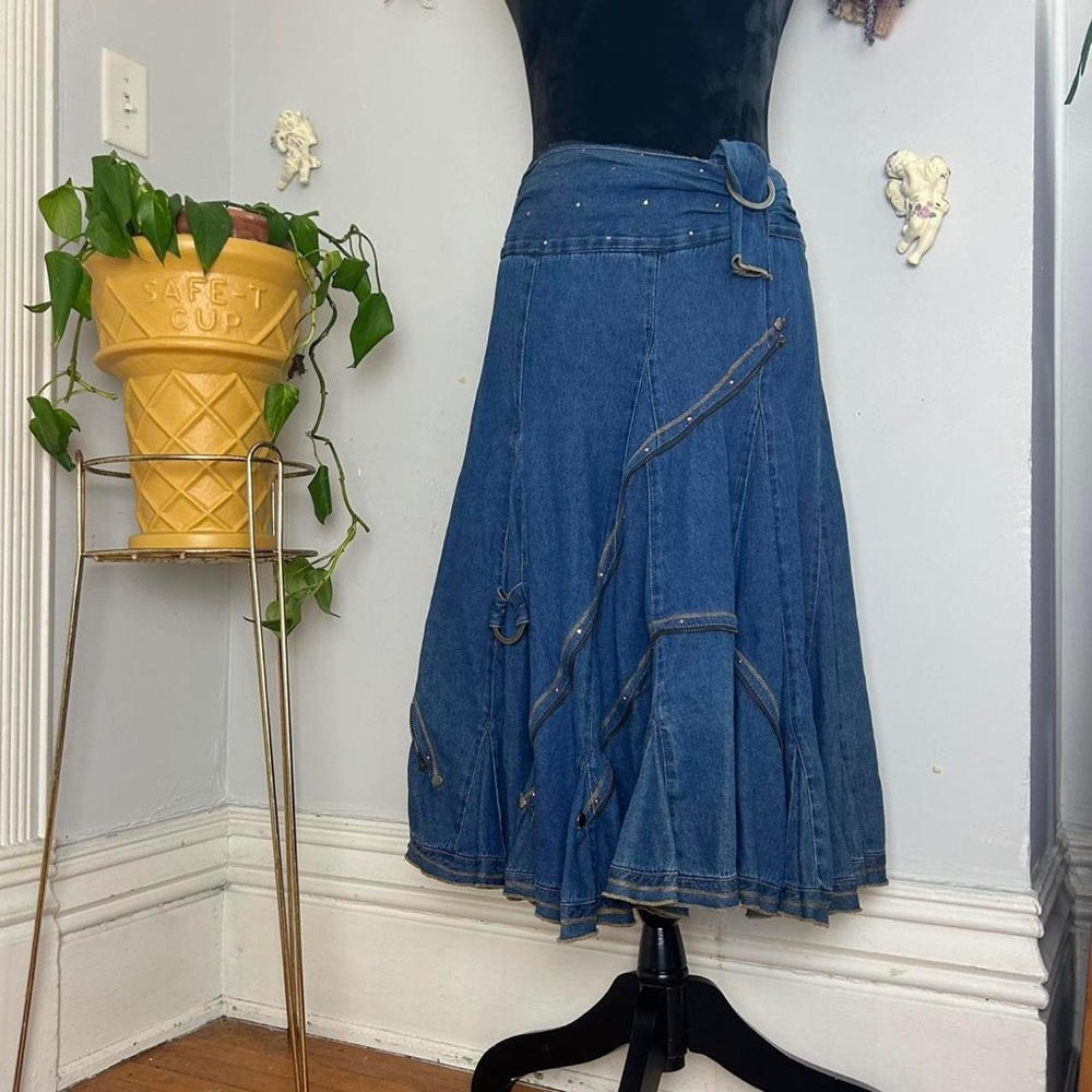 Denim A-Line Skirt - Picture 1 of 5